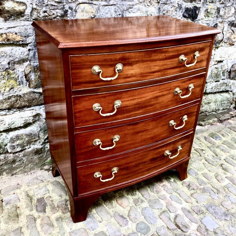 A Small Mid Victorian Mahogany Bowfront Chest Of Drawers