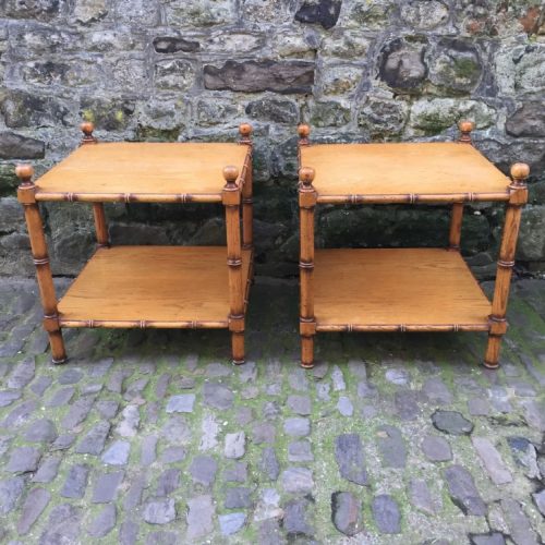 Pair Of Edwardian Two Tier Oak Side Tables