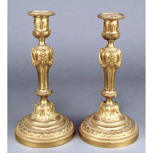 Pair Of Louis XVI Style Gilt Bronze Candlesticks