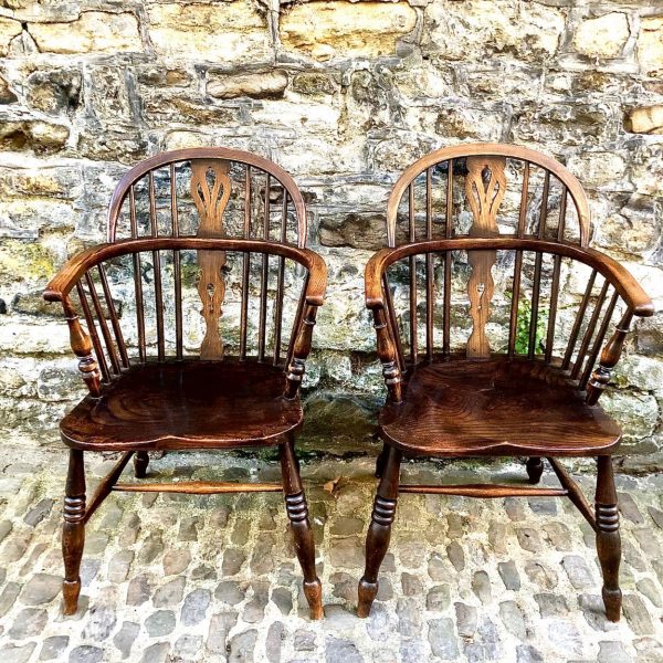 A Pair Of Early 20th Century Windsor Elbow Chairs