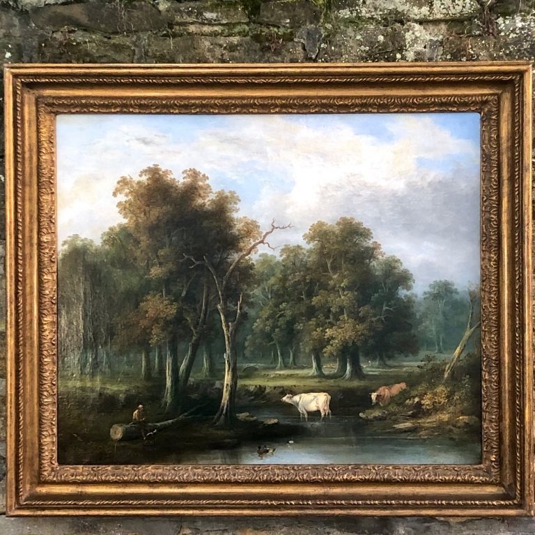 A Late 18th Century Oil Painting On Canvas Of A Rural Idyl