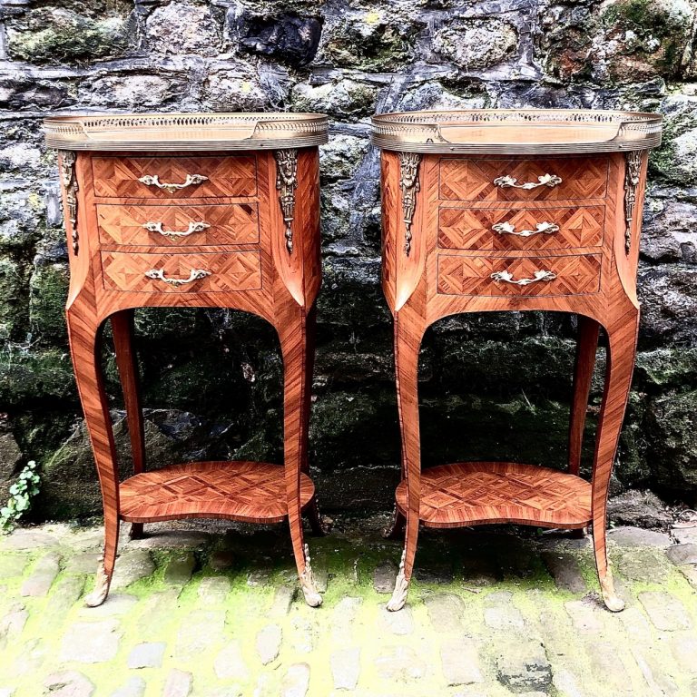 A Pair Of French Kingwood Bedside Table Or Lamp Tables