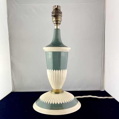 Cream-Teal Ceramic Lamp