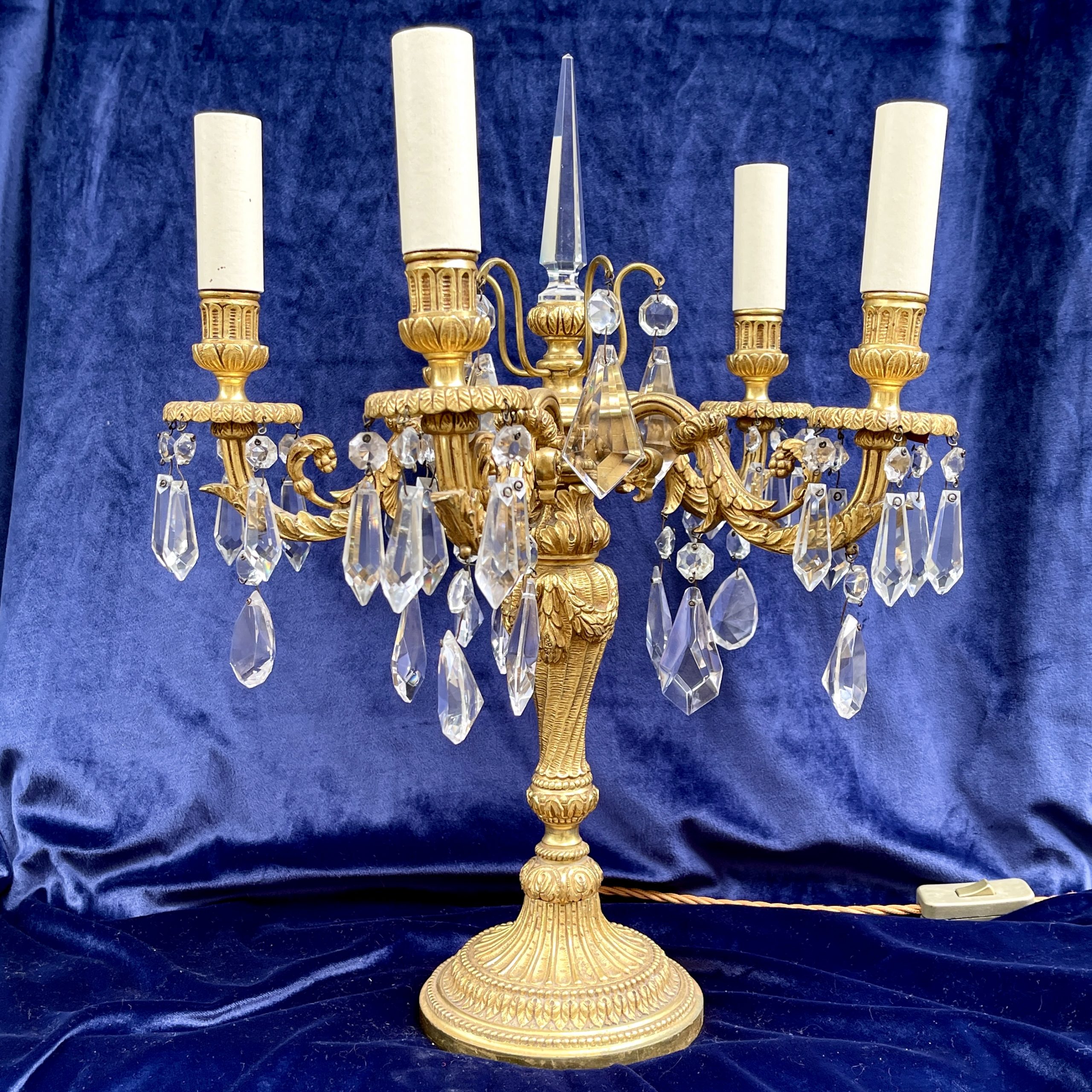 GIlt Brass Candelabrum Lamp