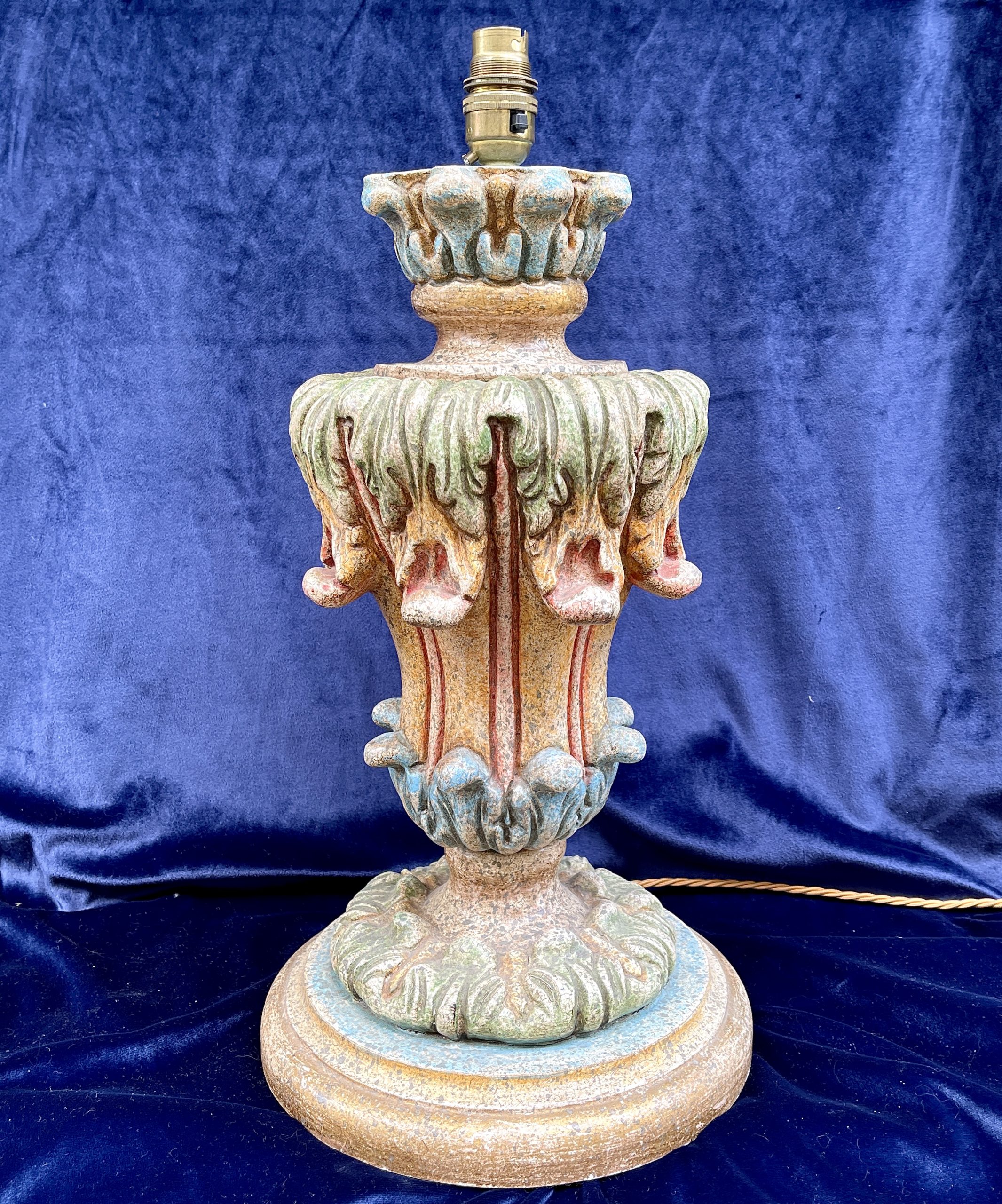 Chequers　An　Style　Italian　Lamp　Antiques　Baroque　Polychrome