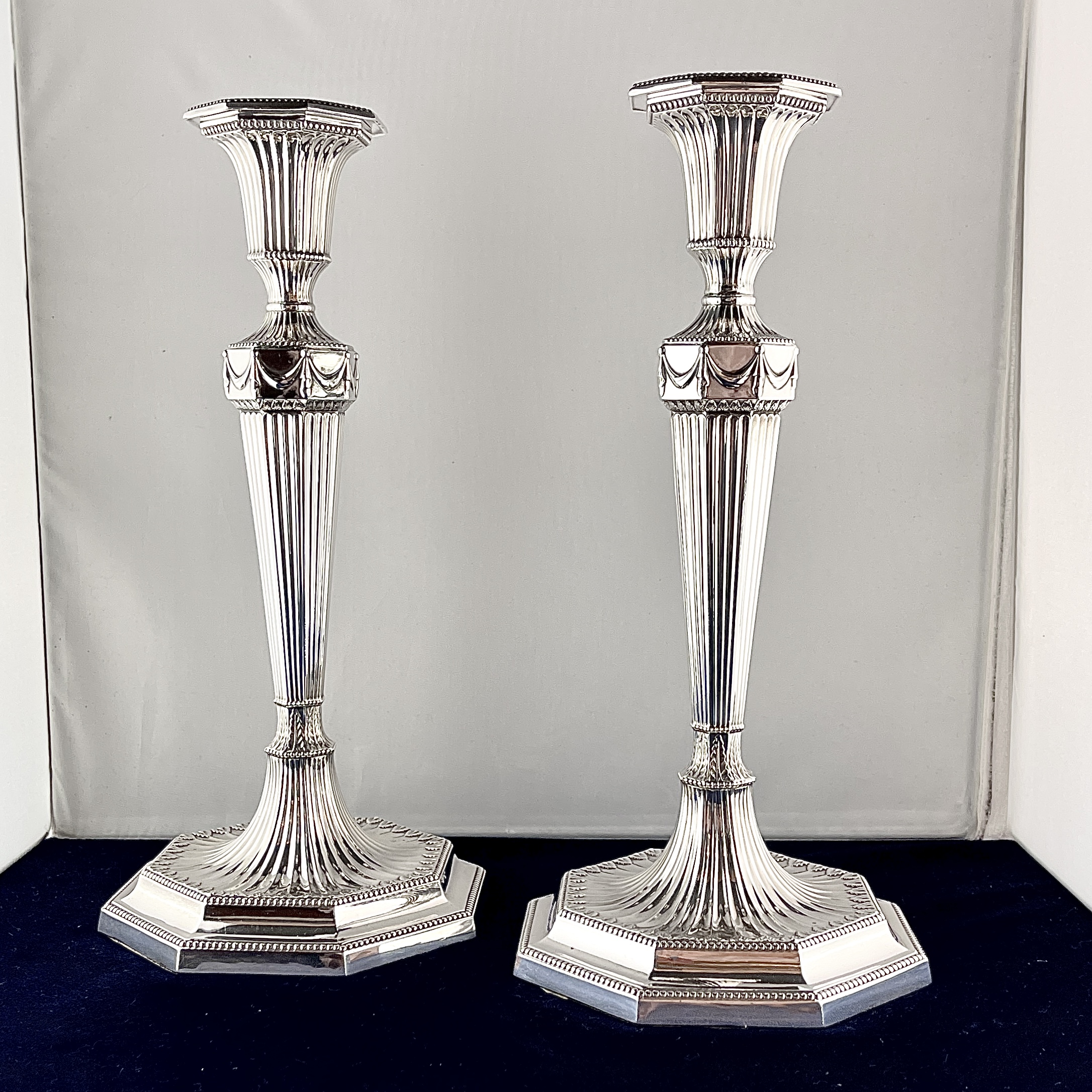 Pair of Adam Style Silver Plated Candlesticks