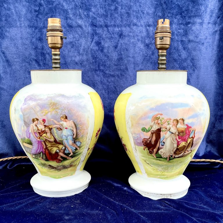 A Pair of Dresden Style Lamps