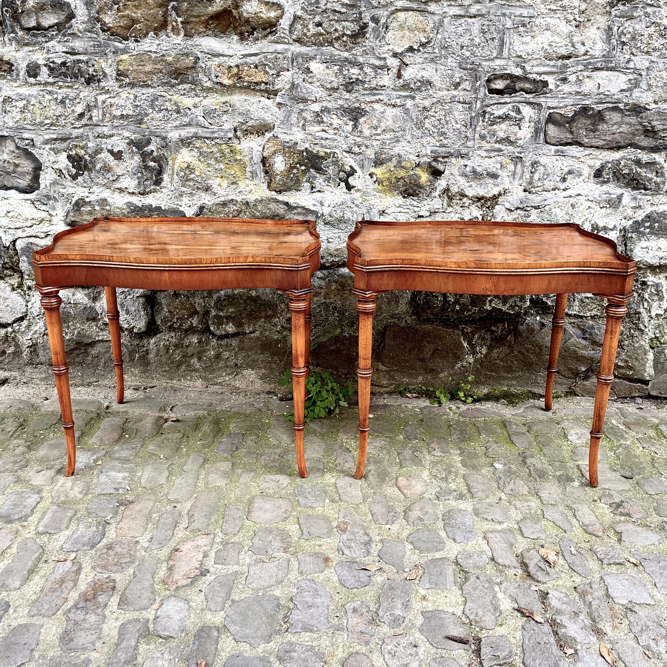 A Pair of Yew Wood Side Tables
