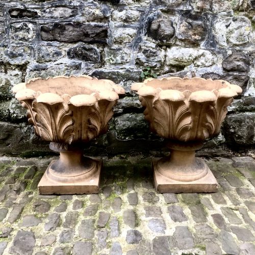 A Pair of Terracotta Garden Urns