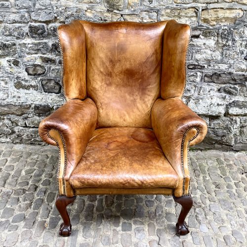 Late Victorian Leather Wing Armchair