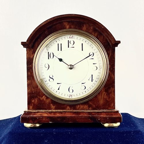 Early 20th Century Burr Walnut Mantel Clock Timepiece