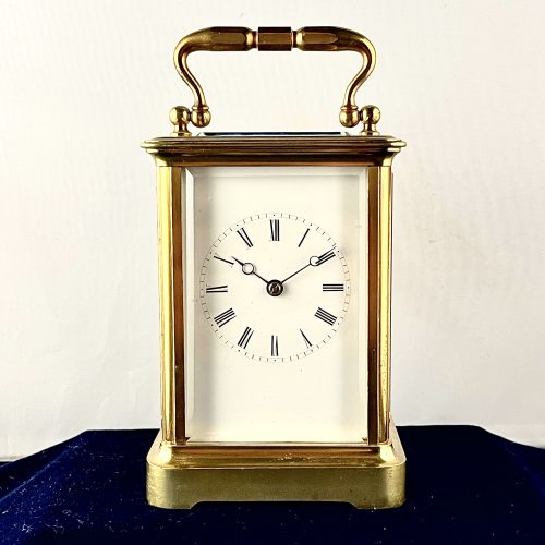 French Gilt Brass Striking Carriage Clock