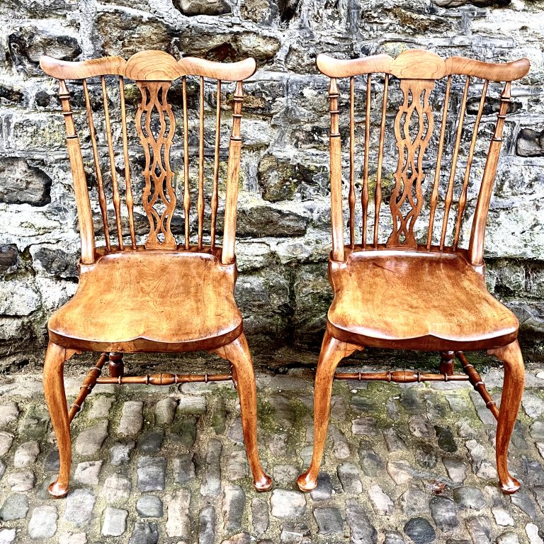 Pair of Late 19th Century East Anglian Birch Kitchen Chairs