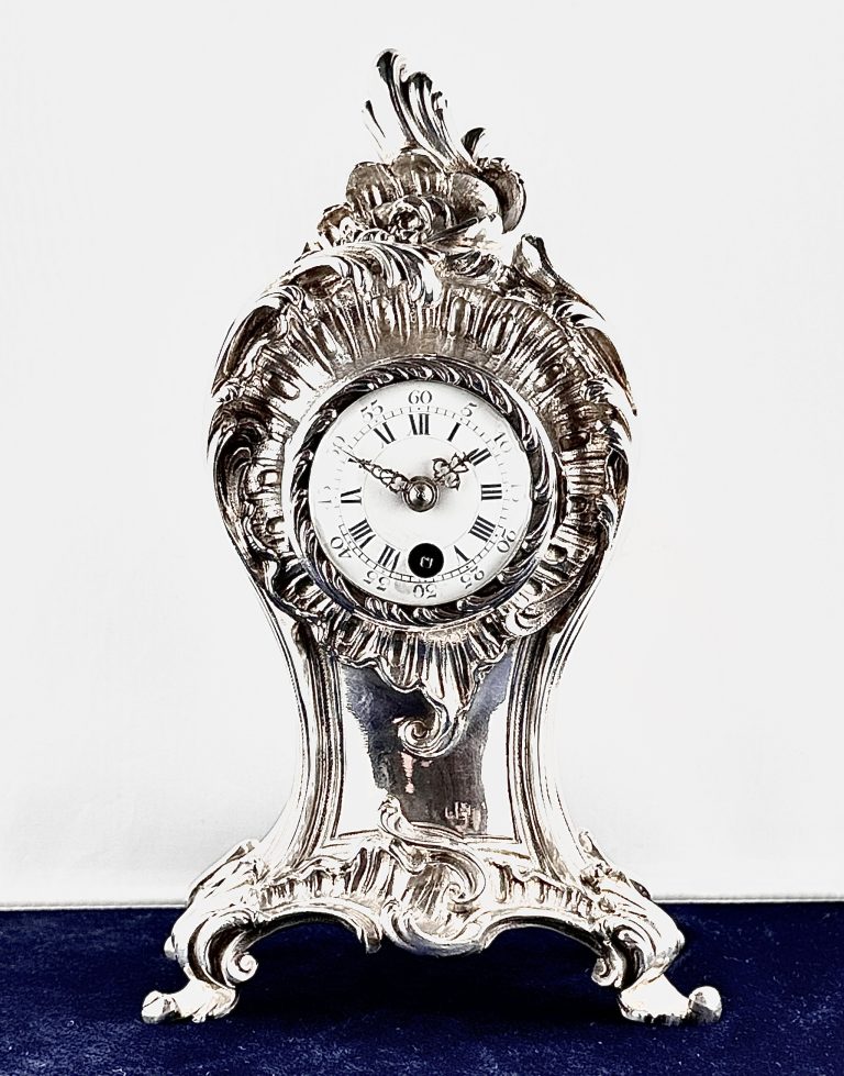 French Silver Cased Mantel Clock Timepiece