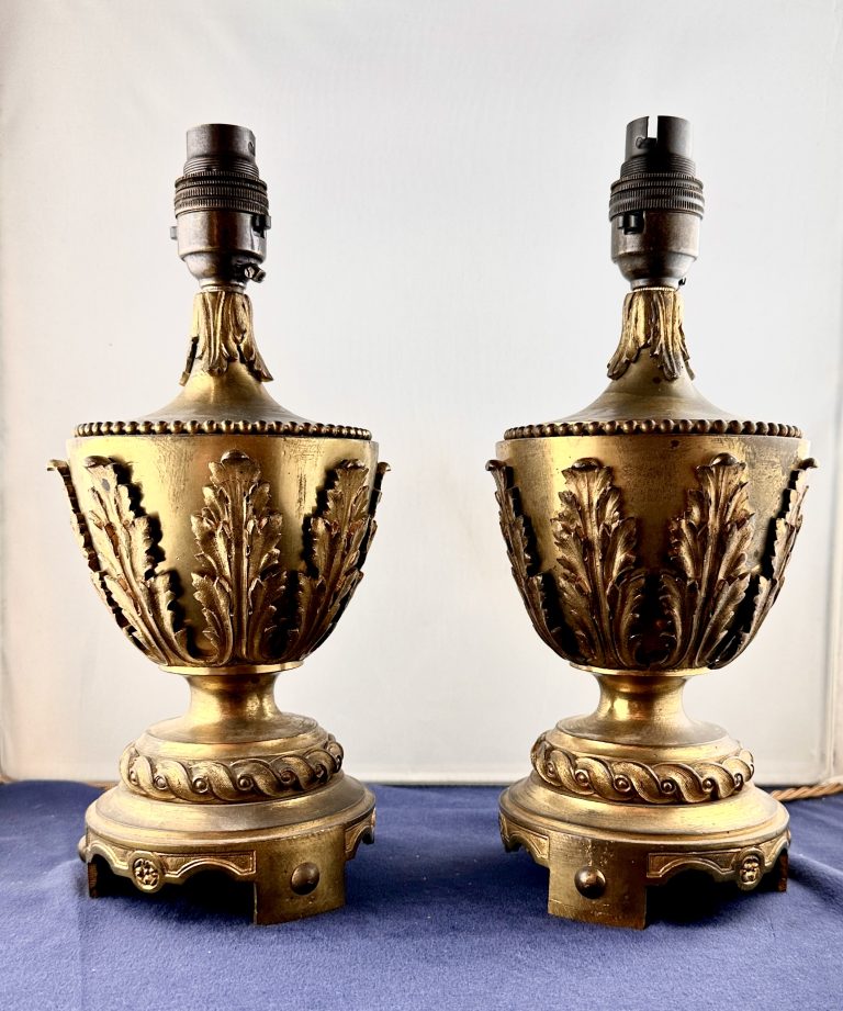 Pair Gilt Bronze Lamps