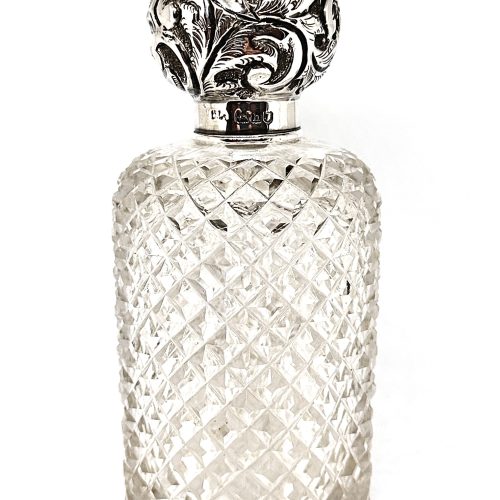 Edwardian Silver Topped and Cut Crystal Scent Bottle