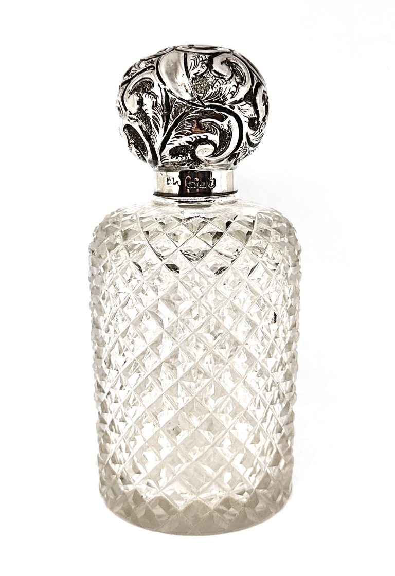 Edwardian Silver Topped and Cut Crystal Scent Bottle
