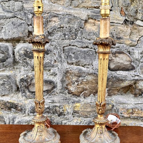 Pair Early 20th Century French Gilt Table Lamps