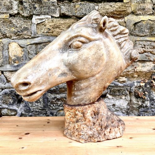 Italian Alabaster Horse Head Sculpture