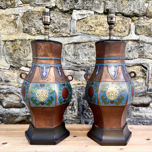 Pair of Late 19th Century Chinese Bronze Table Lamps