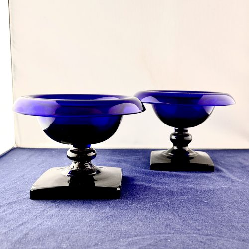Pair of Victorian Blue Glass Comports