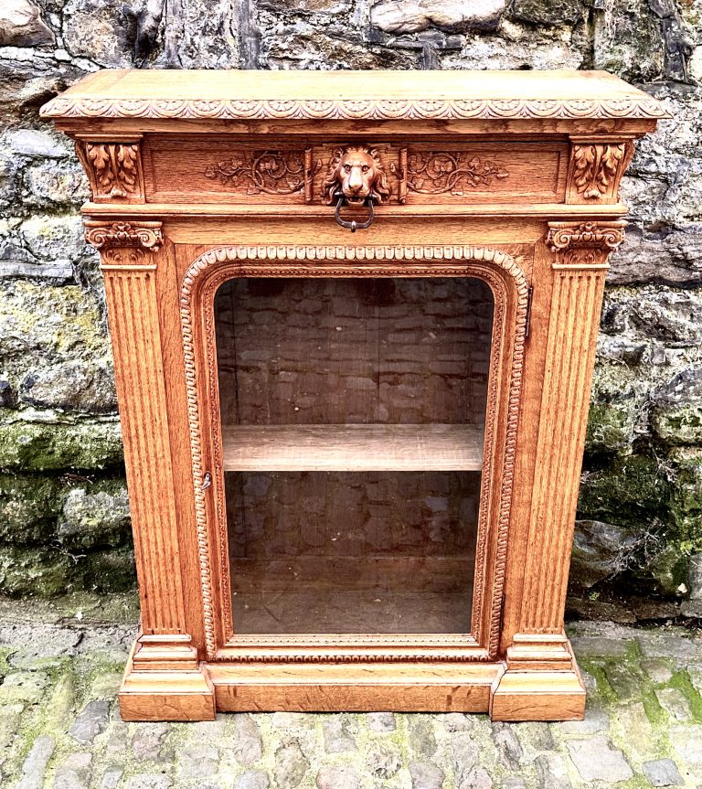 Victorian Pale Oak Pedestal Bookcase