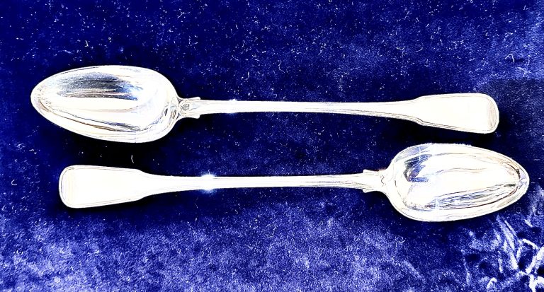 Pair Georgian Silver Basting Spoons